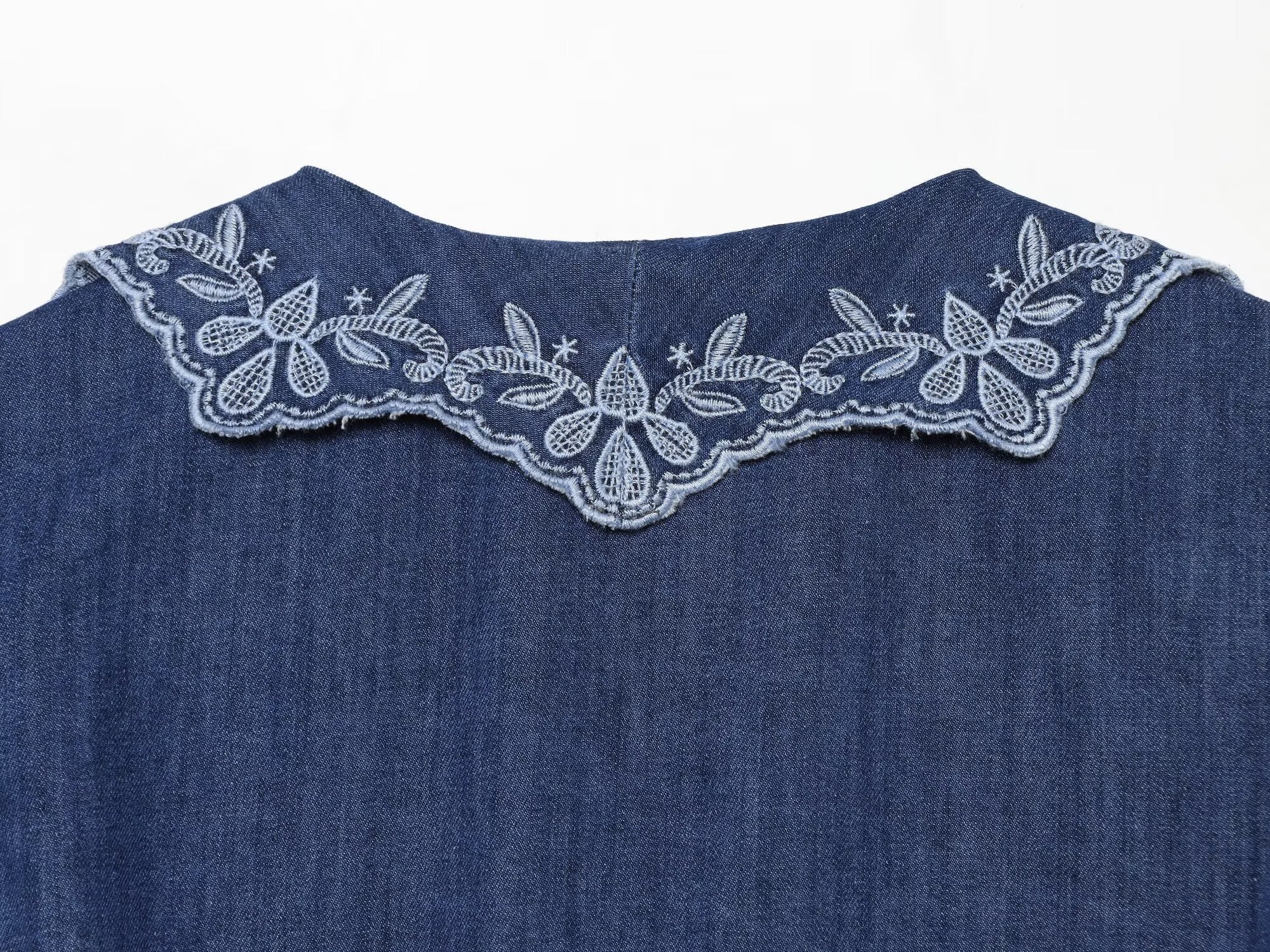 Women's embroidered short denim shirt