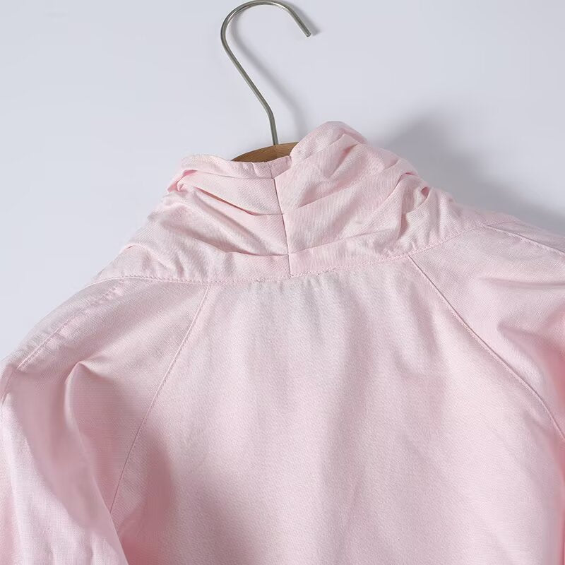 Women's long sleeved linen blended V-neck shirt