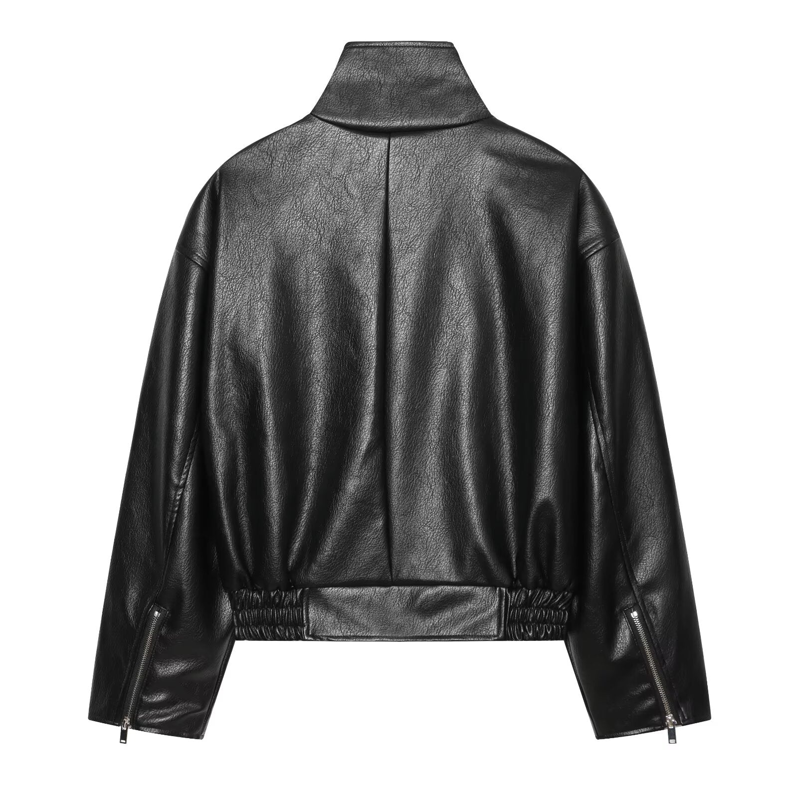 Women's large lapel imitation leather jacket Coat