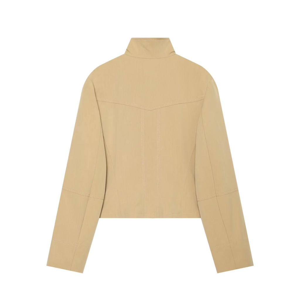 Women's pocket decoration stand collar Coat