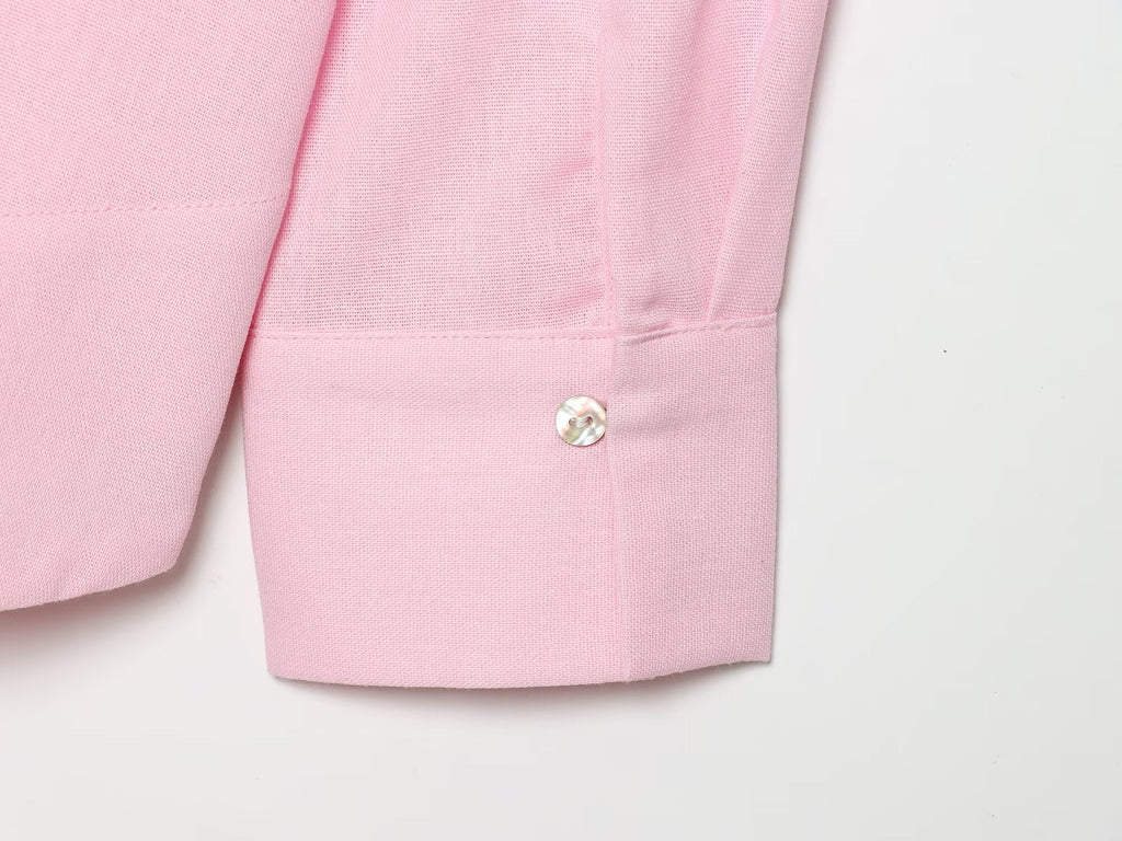 Women's loose Lapel linen blend shirt