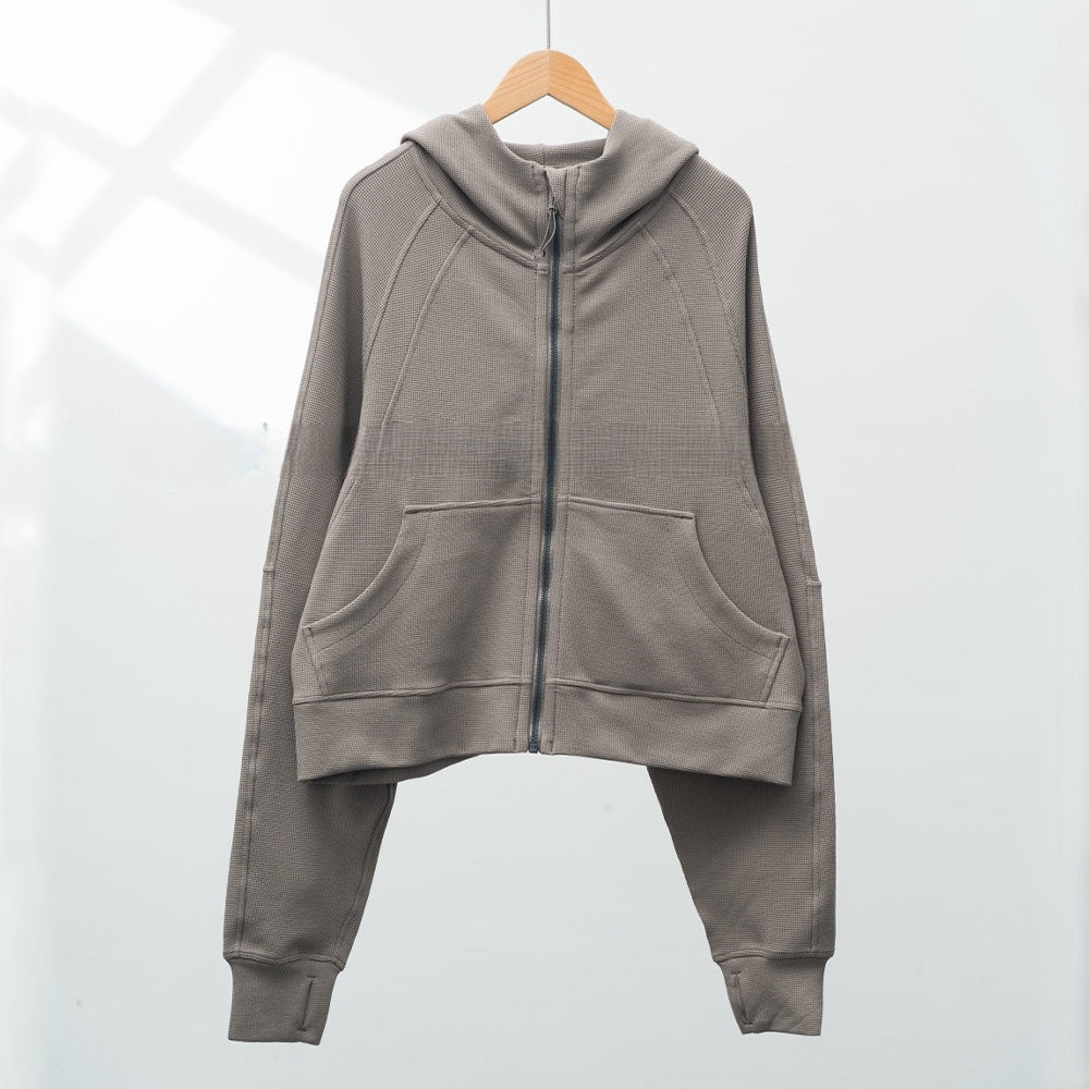 LU women's new hooded sweater full zipper loose coat