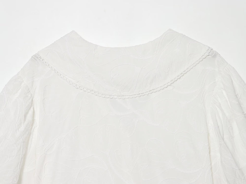 Women's Small Round Lapel Lace up Shirt