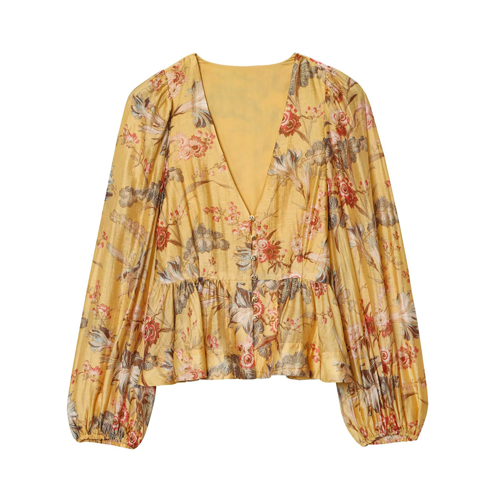 Women's skirt style hem printed top