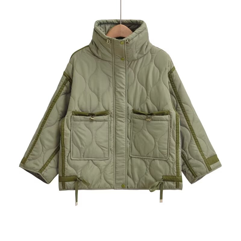 Women's loose standing collar cotton jacket Coat
