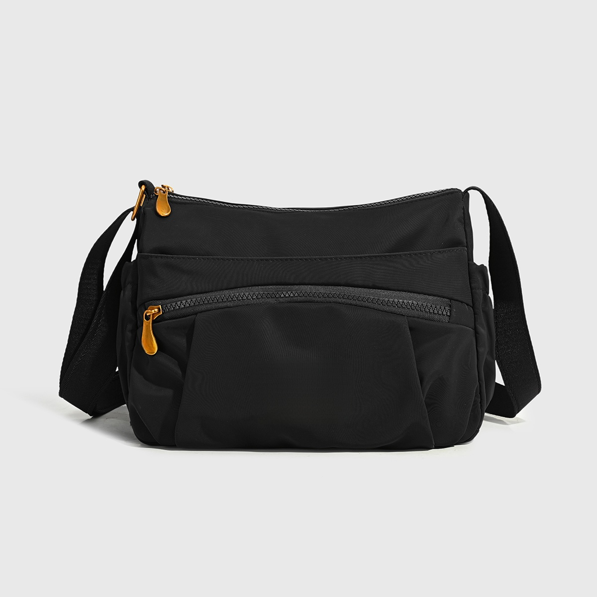 Women's new Joker leisure double zipper design shoulder crossbody bag