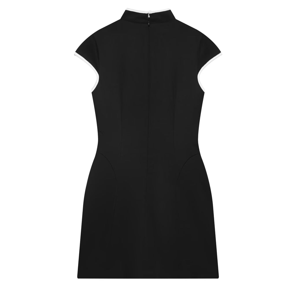 Women's contrasting color trimmed mini dress