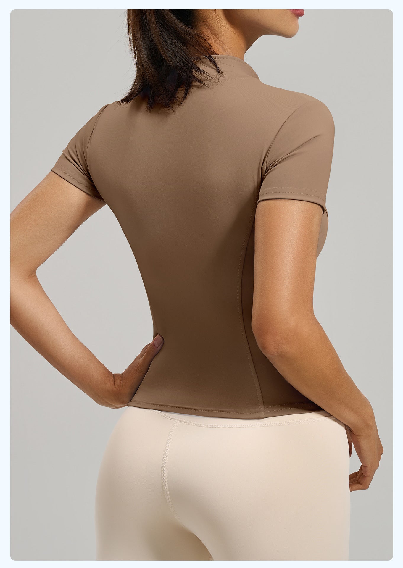 2026 women's new high-elastic tight-fitting nude fitness sports top