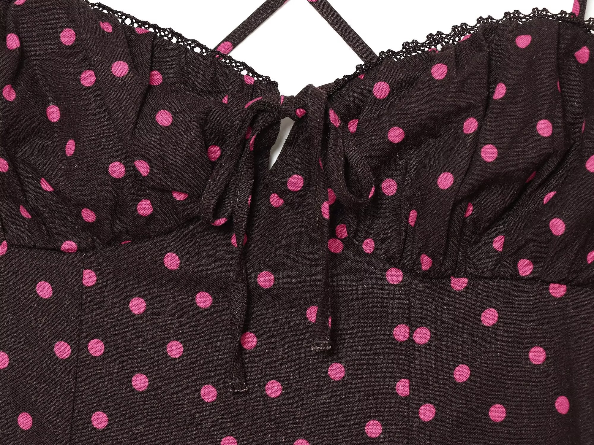 Women's polka dot suspender MIDI dress