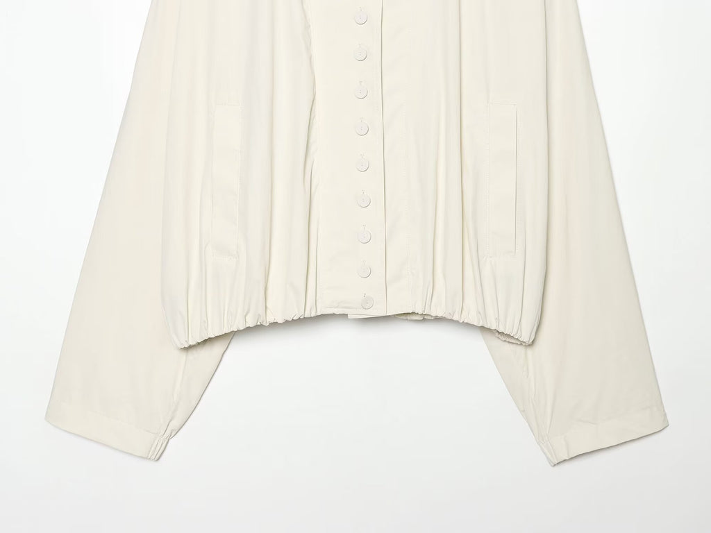 Women's standing collar single breasted nylon Coat