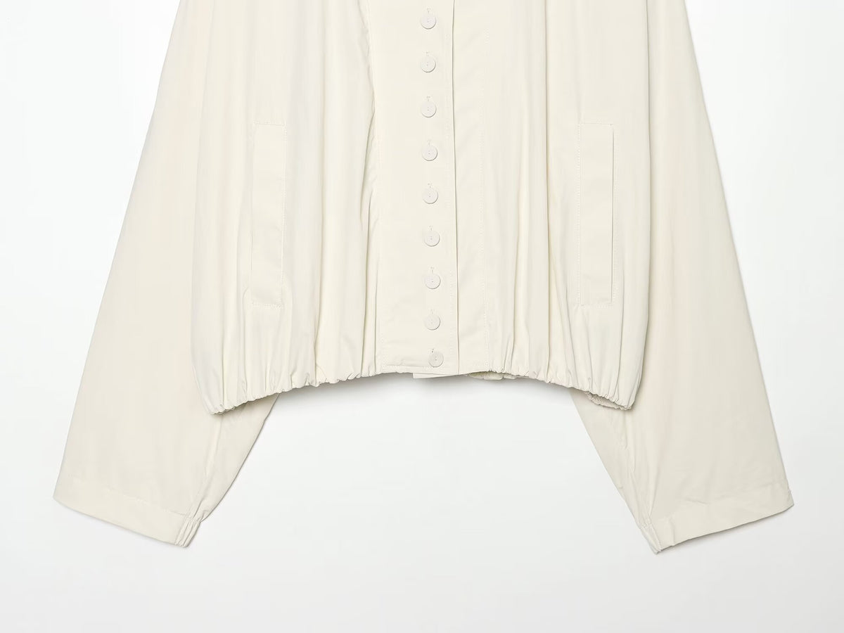 Women's standing collar single breasted nylon Coat
