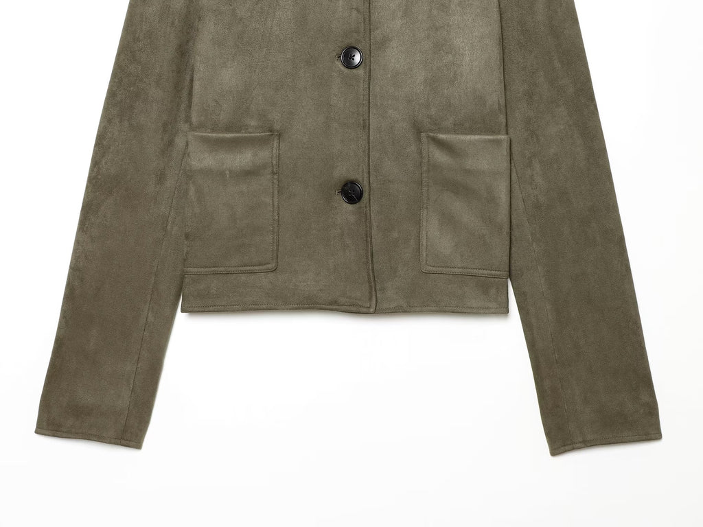 Women's suede lapel breasted short Coat