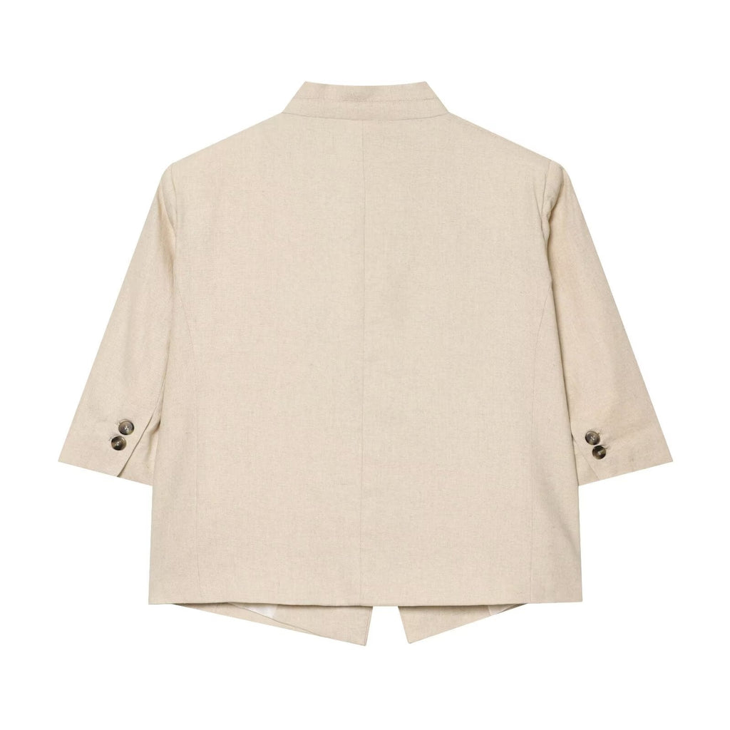 Women's short sleeved linen blend Blazer Coat