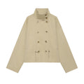Women's retro stand collar double breasted trench coat