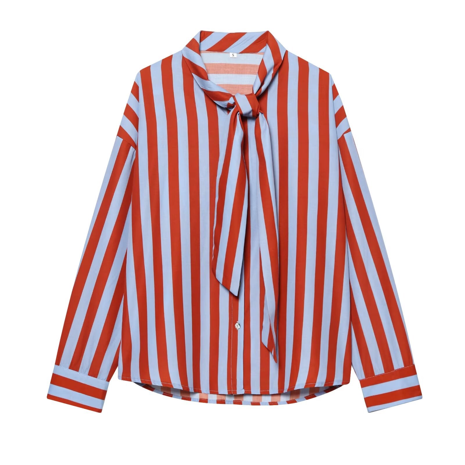 Women's bow decoration striped shirt