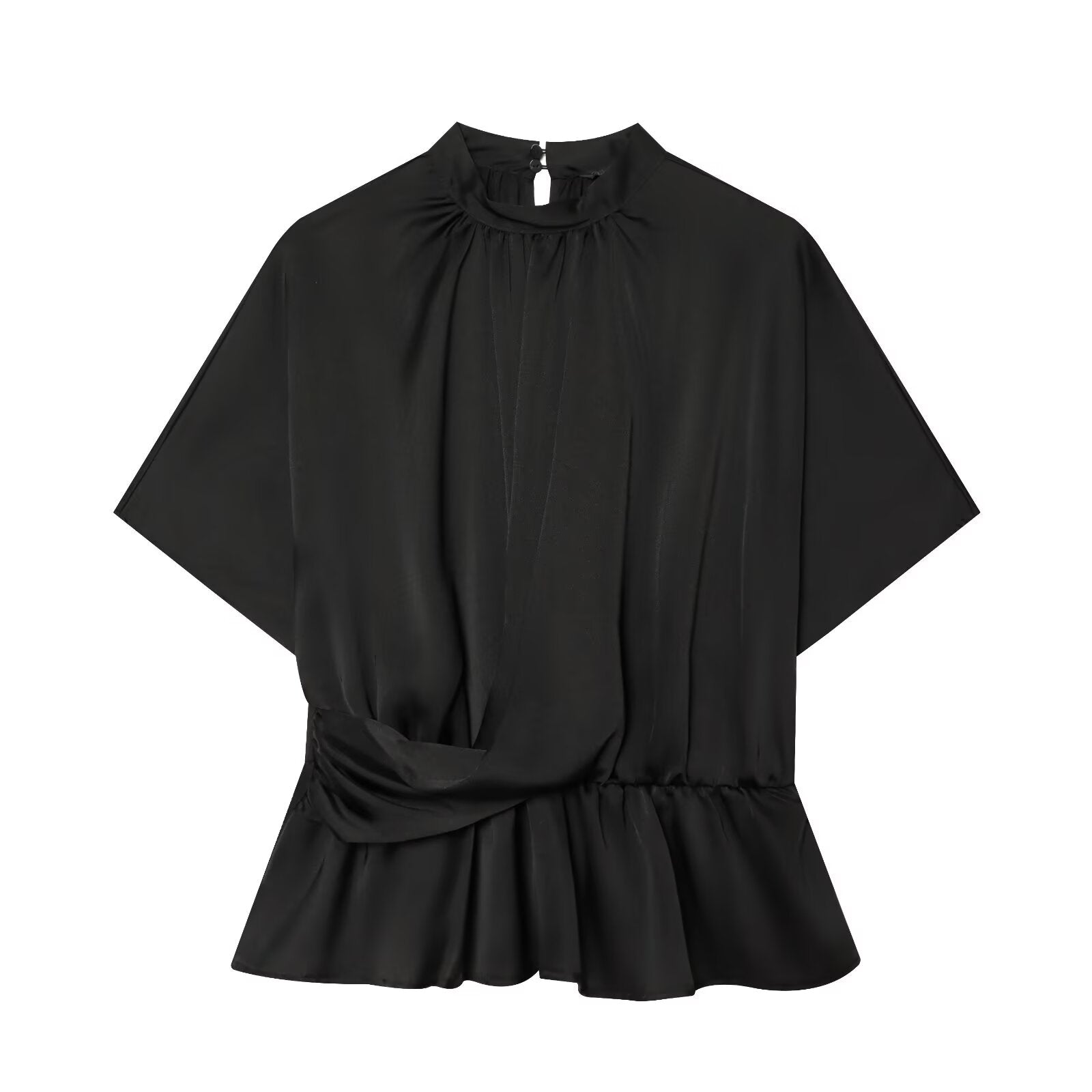 Women's pleated satin textured shirt