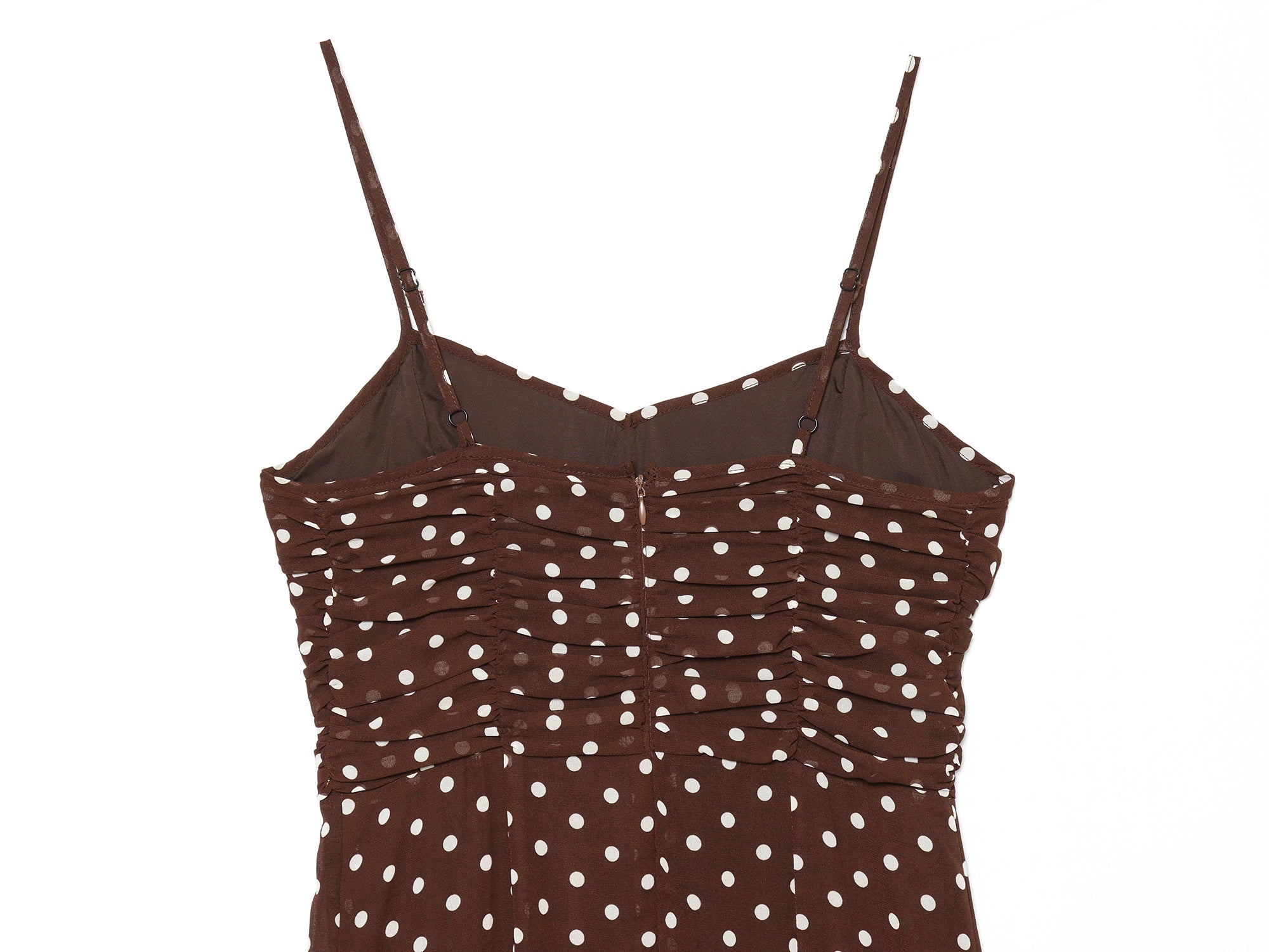 Women's polka dot chiffon suspender MIDI dress