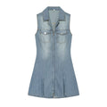 Women's sleeveless lapel denim dress