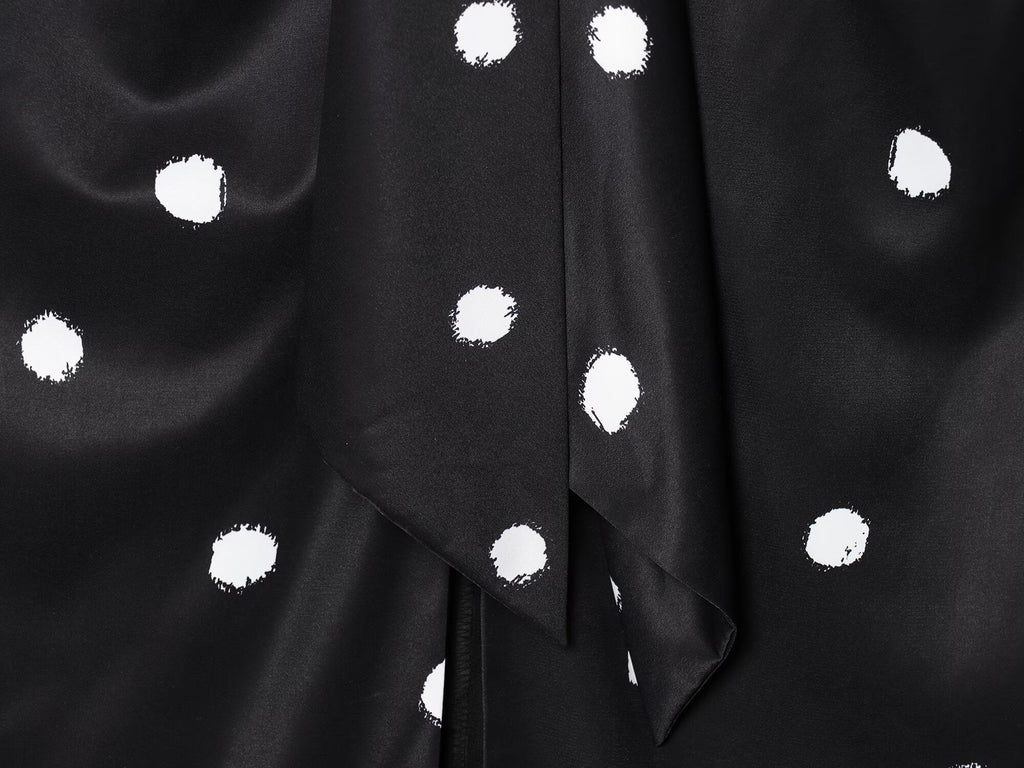 Women's knot decoration polka dot MIDI skirt