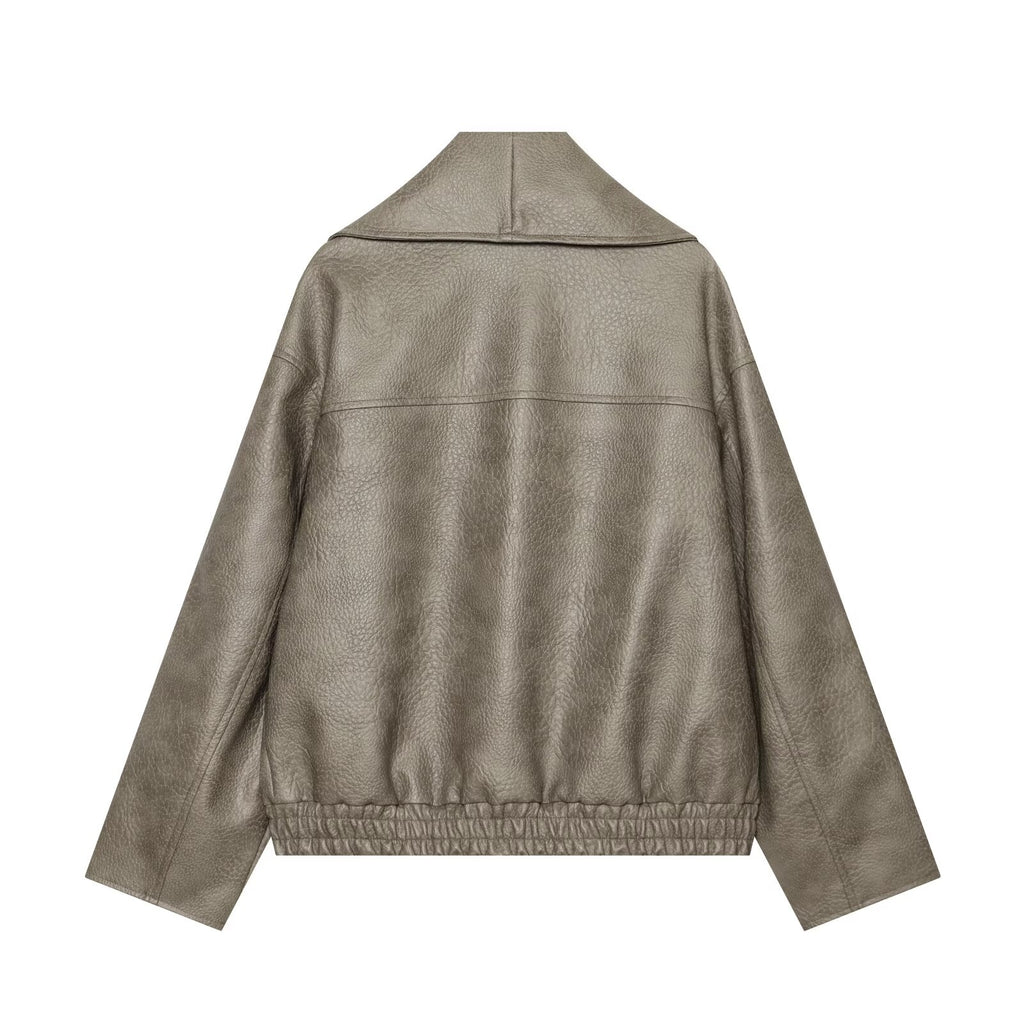 Women's leather effect casual jacket Coat