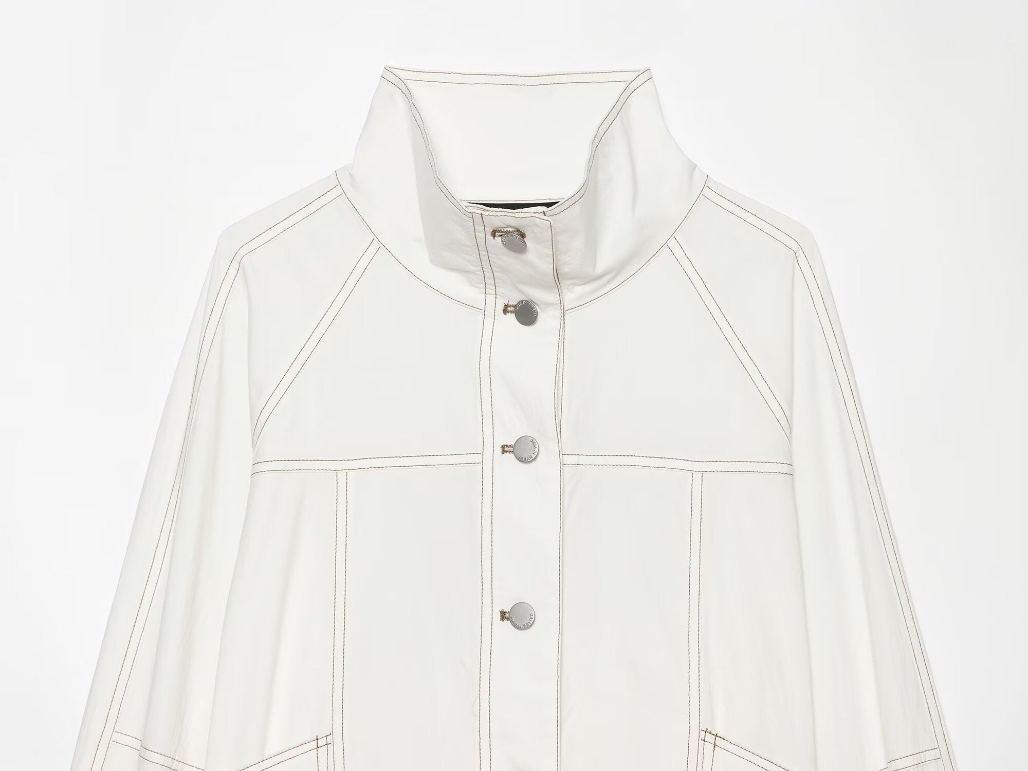 Women's contrasting bright line stand collar Coat