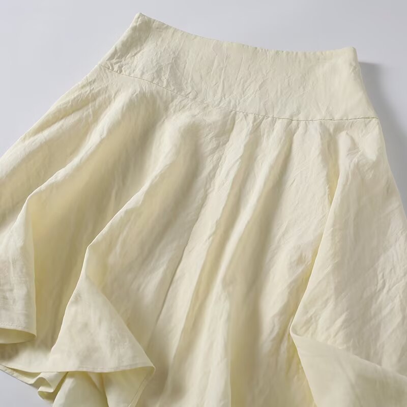 Women's pleated design asymmetric MIDI skirt