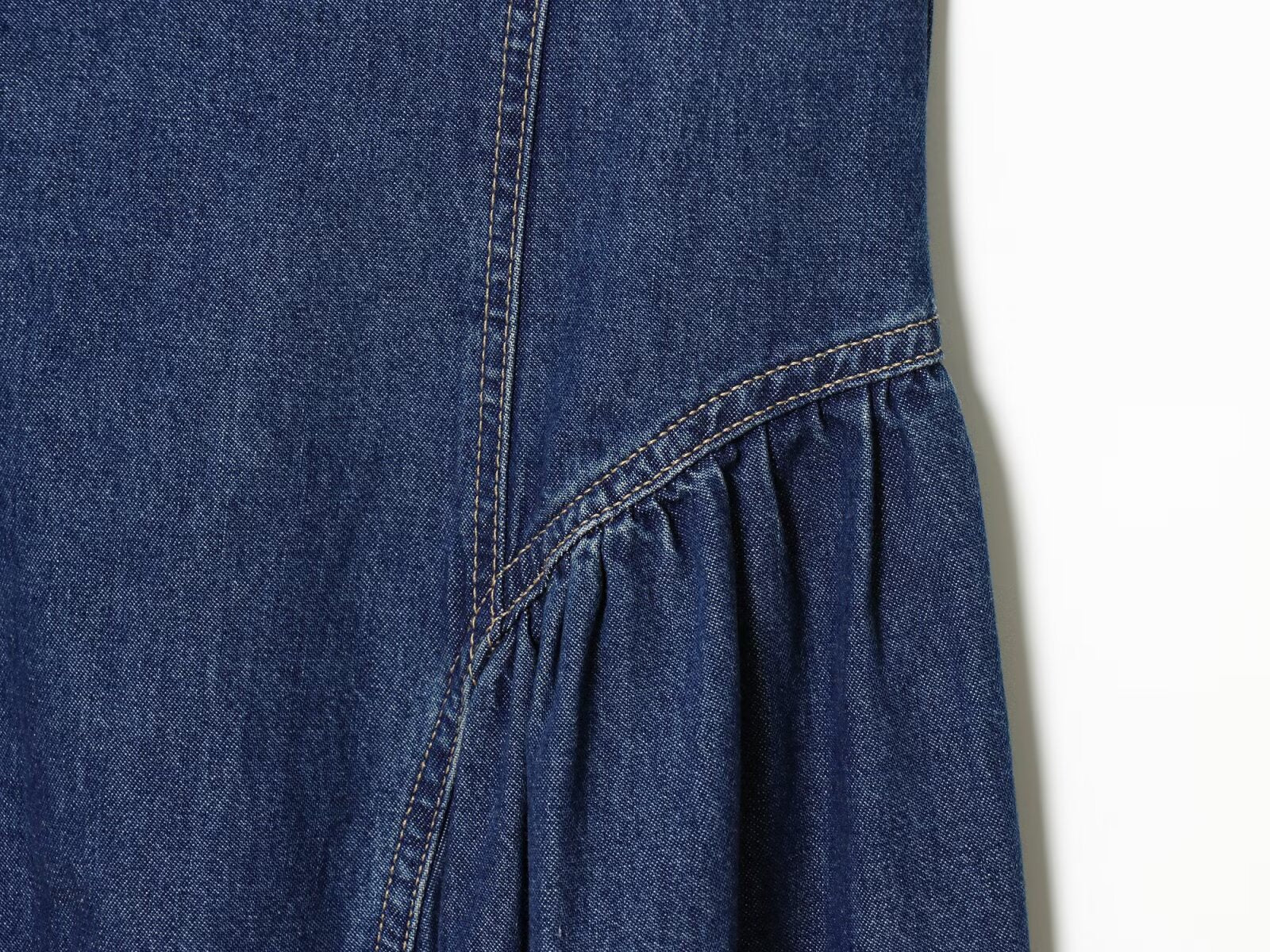 Women's flared skirt hem vacation style denim dress