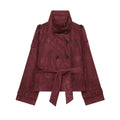 Women's with belt imitation suede jacket Coat