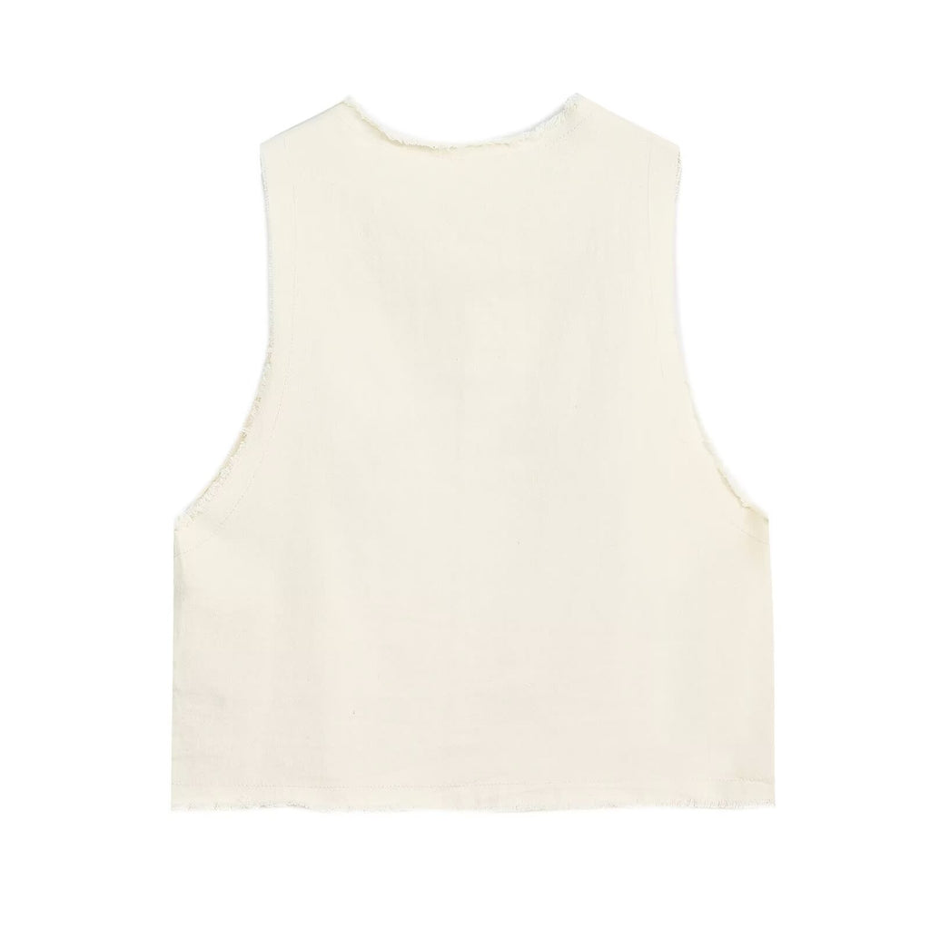 suit Women's 2 pieces embroidered vest style top+lantern pants