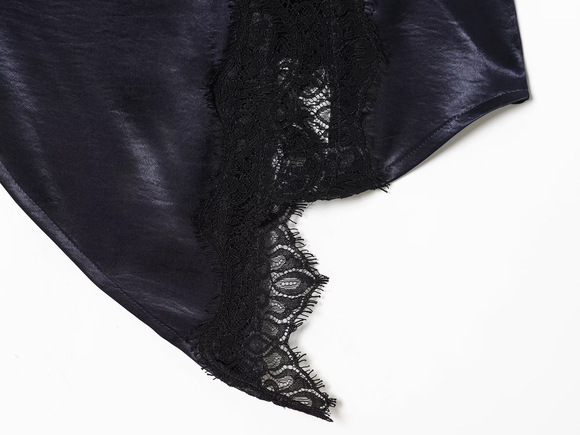 Women's satin textured patchwork lace mini skirt