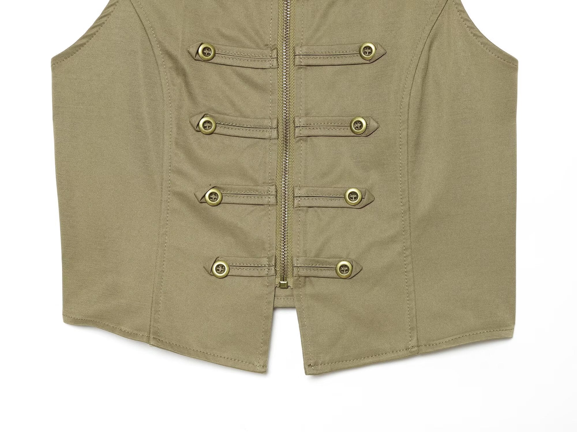 suit Women's 2 pieces buckle decoration short zipper vest+shorts