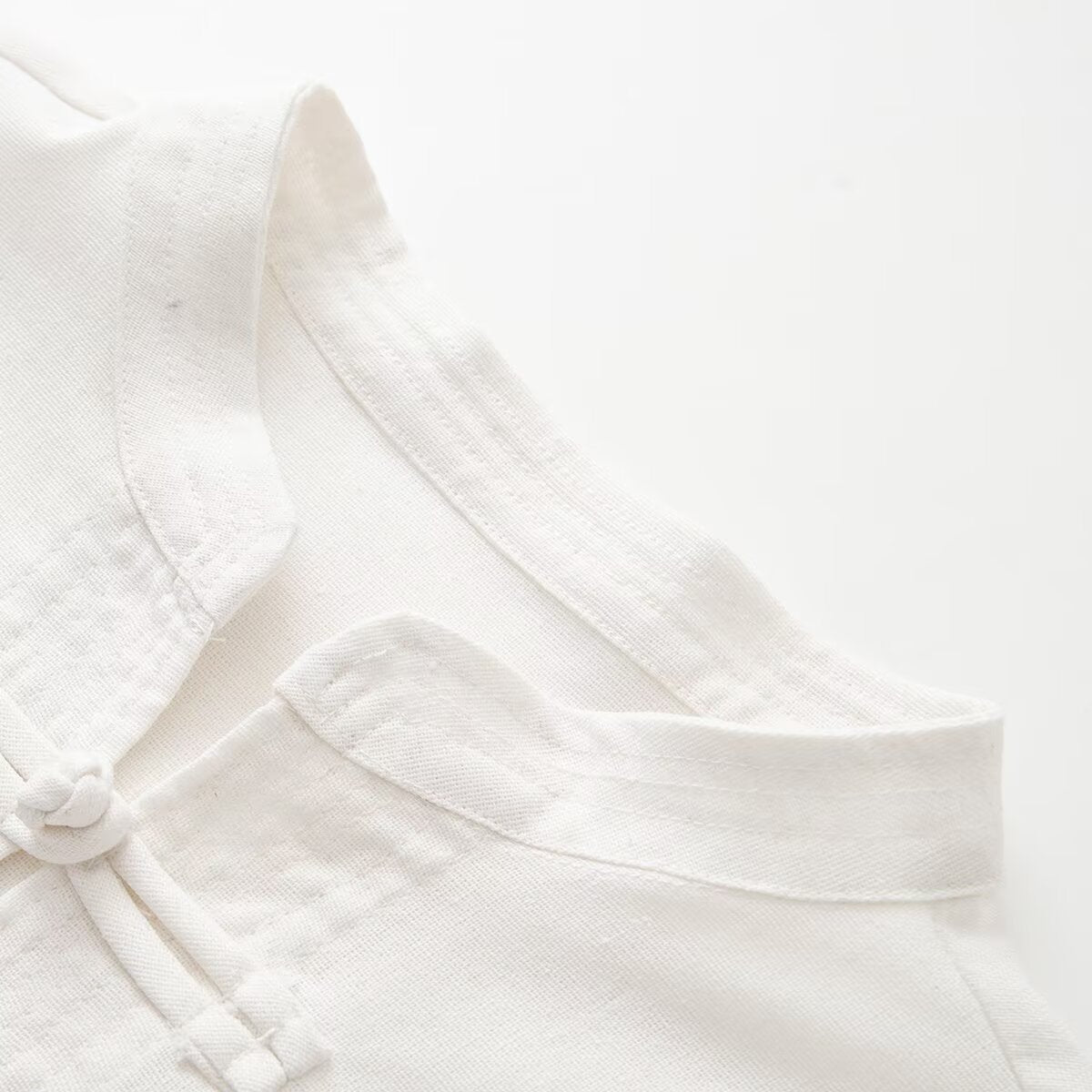 Women's rope knot buckle loose linen blended shirt