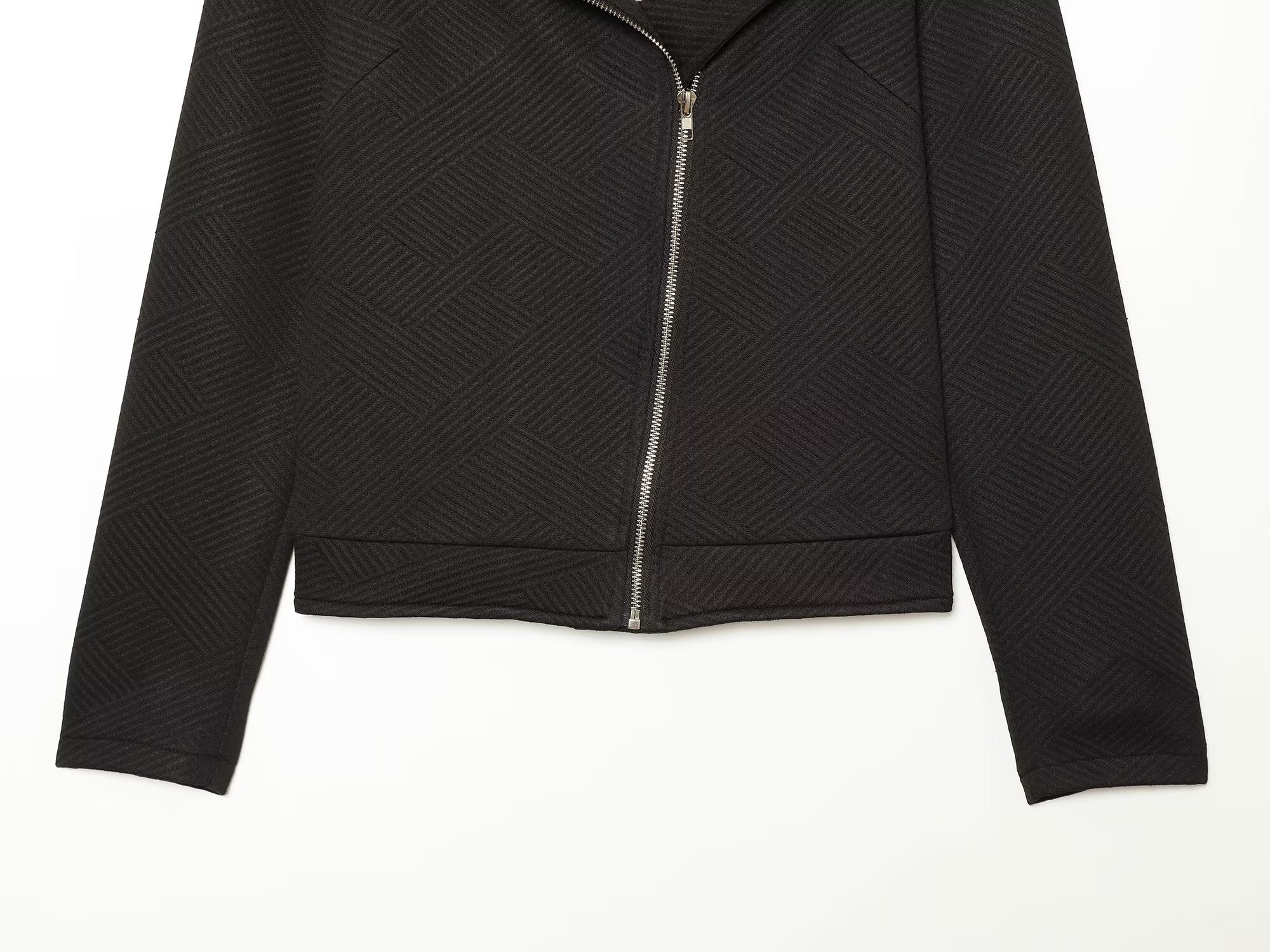 Women's diagonal zipper button decoration casual jacket