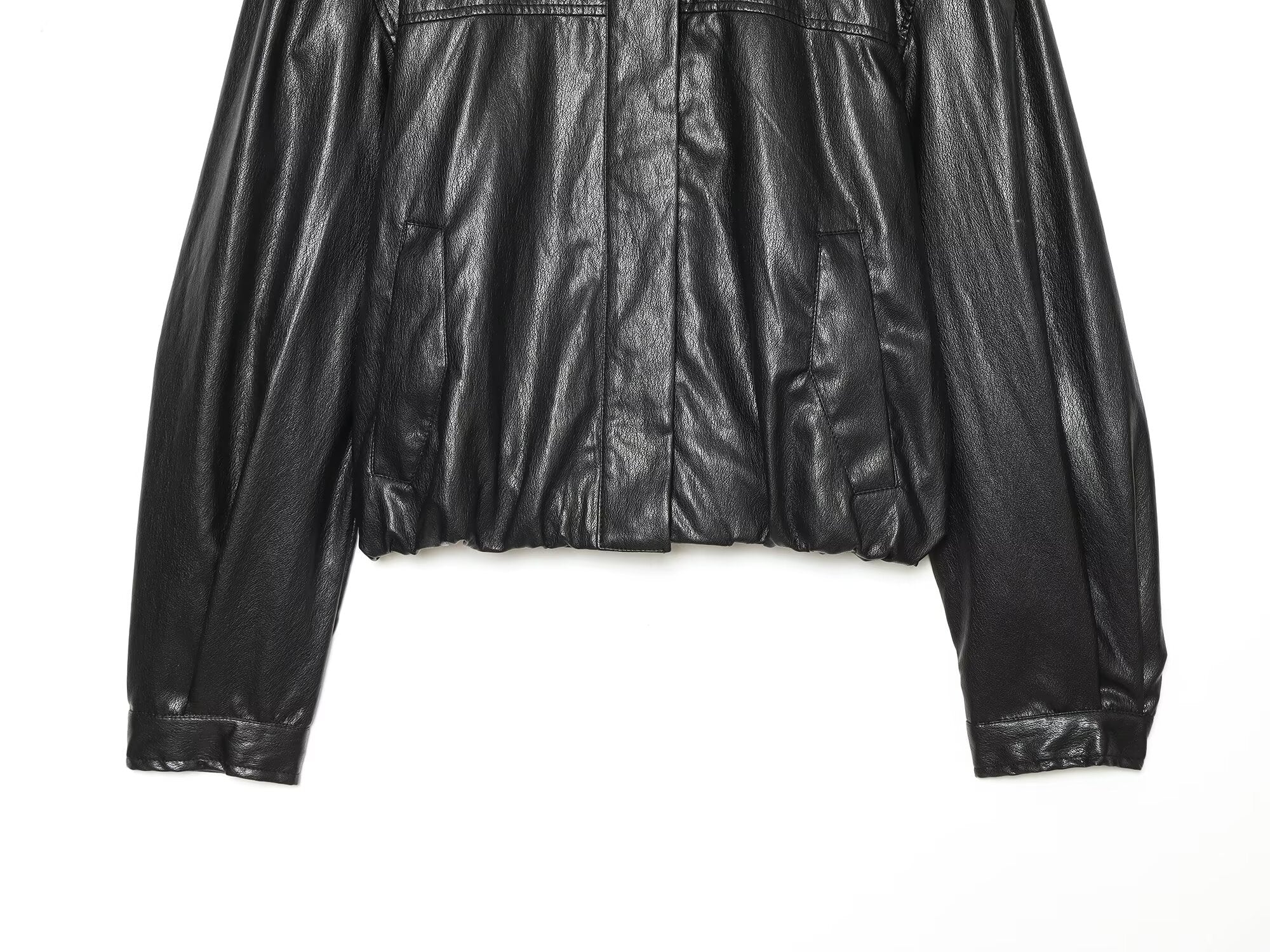 Women's balloon shaped Faux Leather jacket Coat
