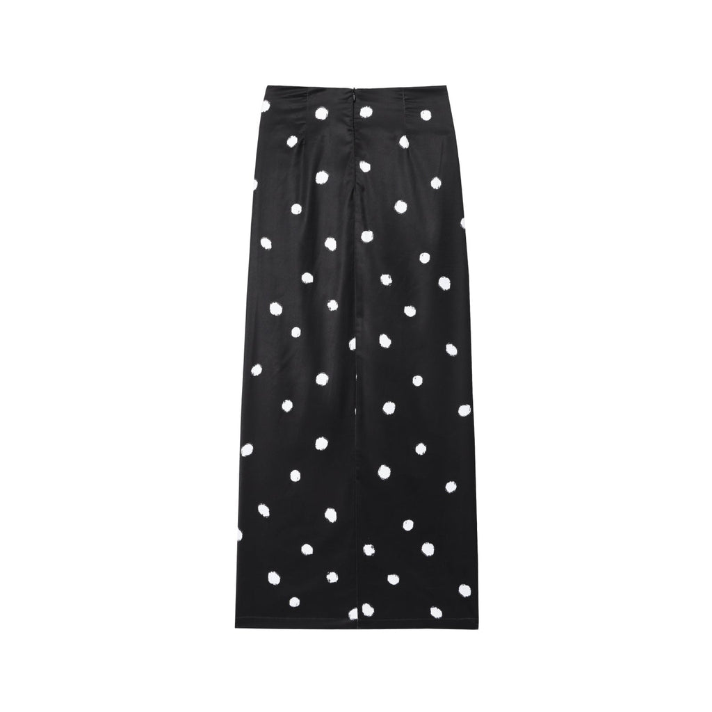 Women's knot decoration polka dot MIDI skirt