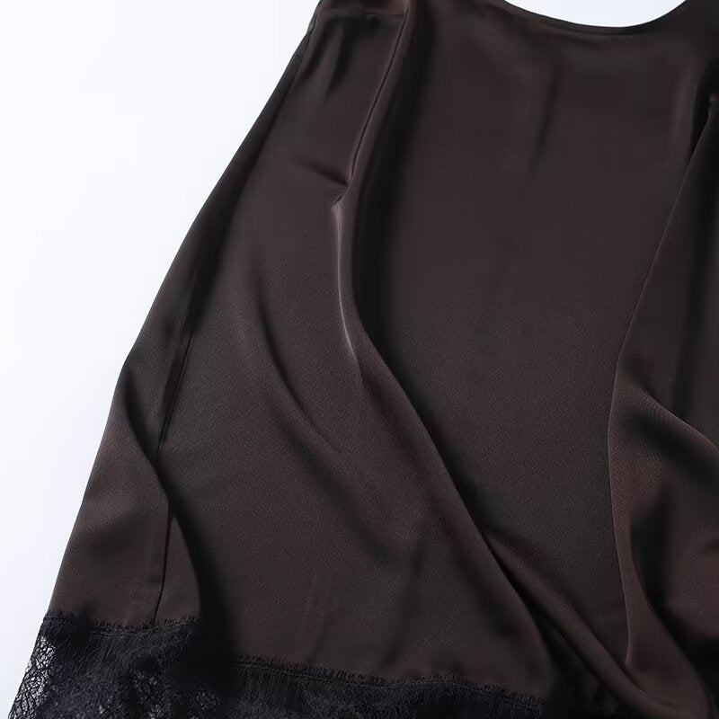 Women's lace hem sleeveless backless dress