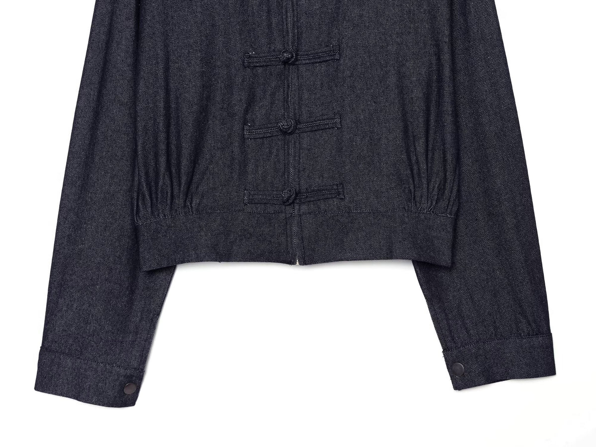 Women's rope knot decorative denim jacket