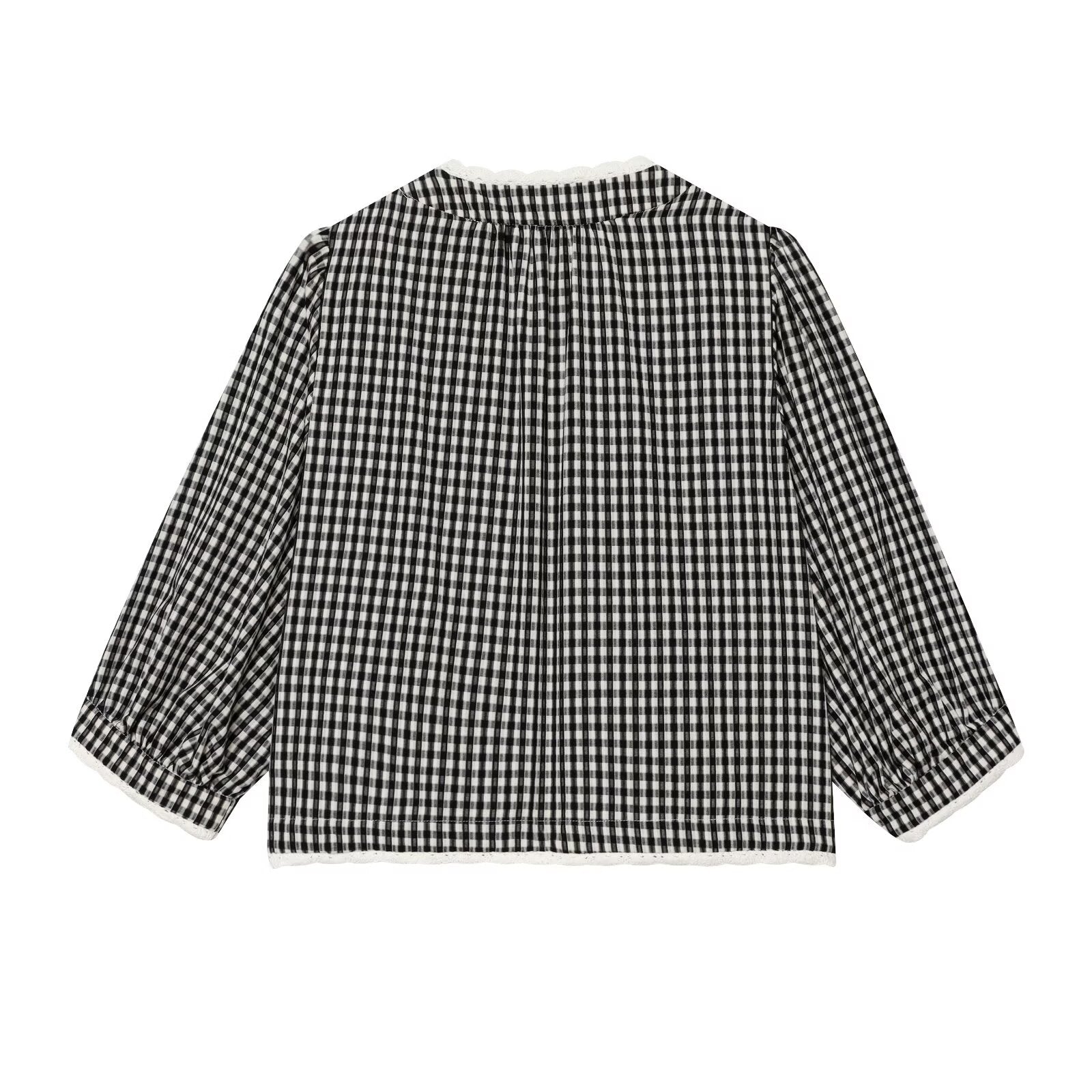 Women's crochet spliced short plaid Coat