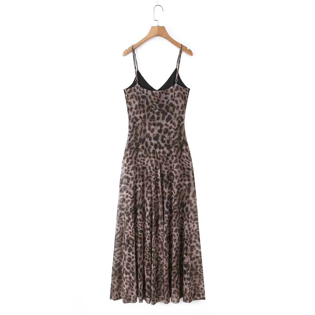 Women's elastic mesh suspender dress