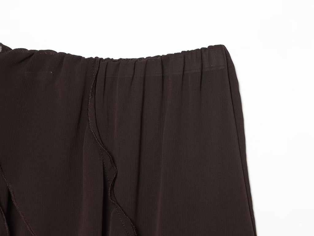 Women's ruffled draped Midi skirt