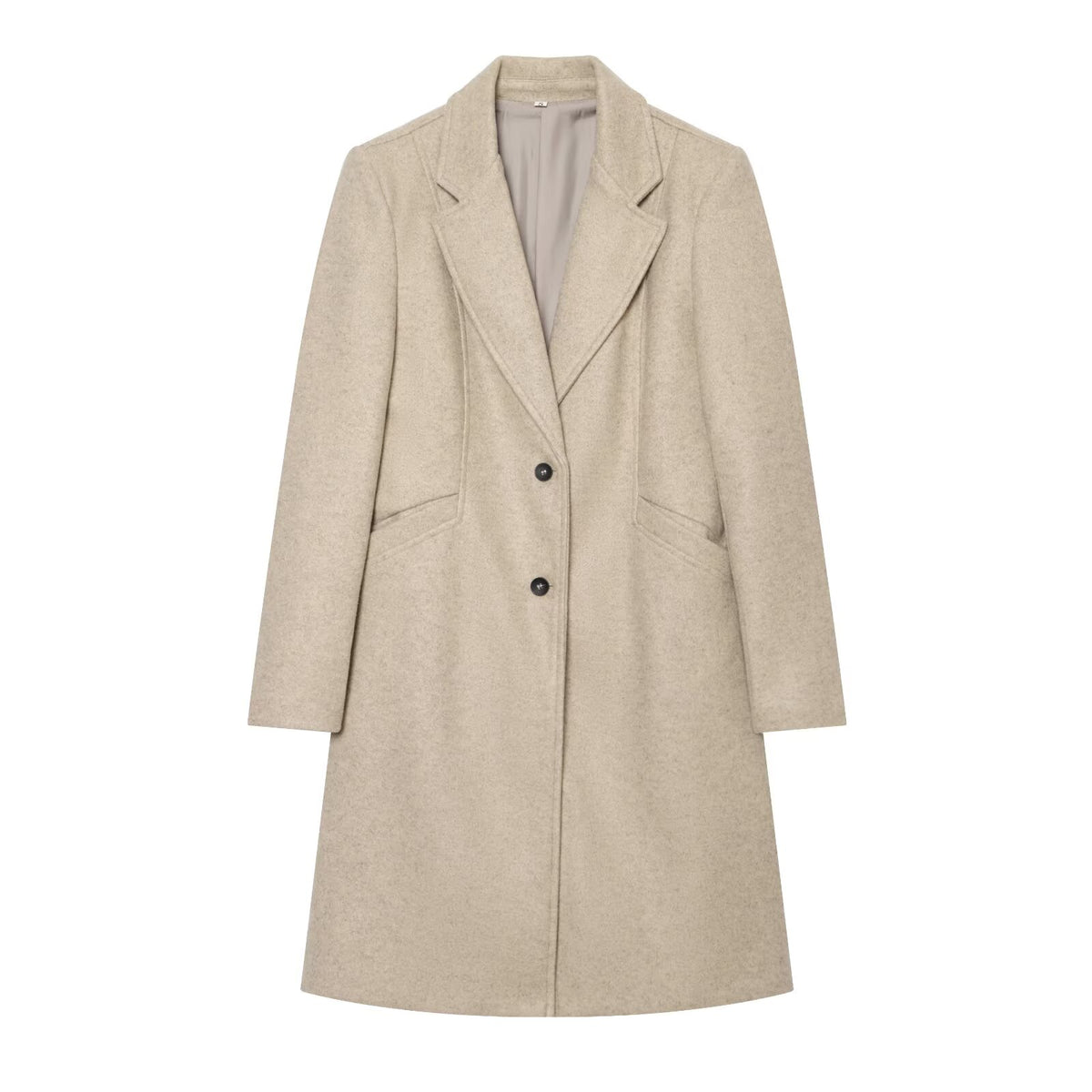 Women's with shoulder pads long style soft textured coat