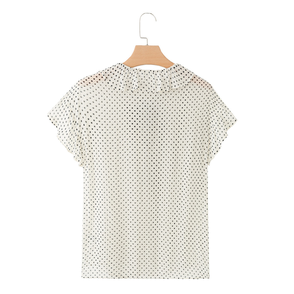 Women's bow decoration polka dot shirt