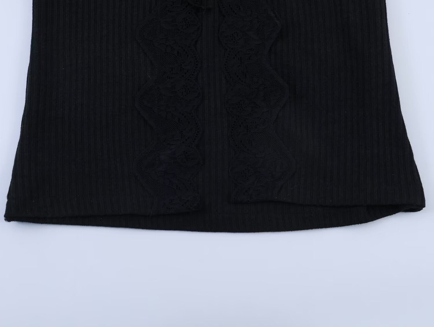 Women's slim V-neck ribbed patchwork top