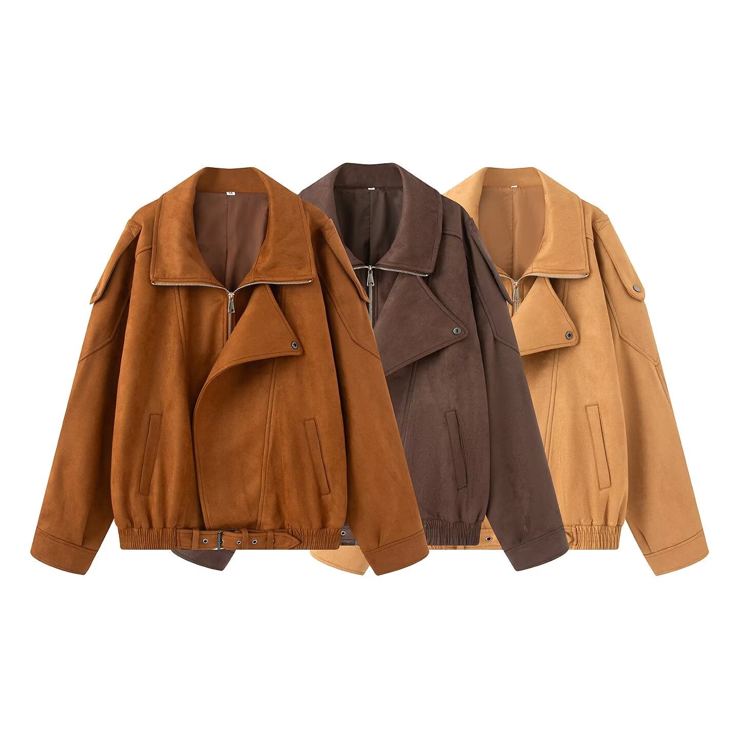 Women's loose Lapel Faux Leather suede jacket Coat