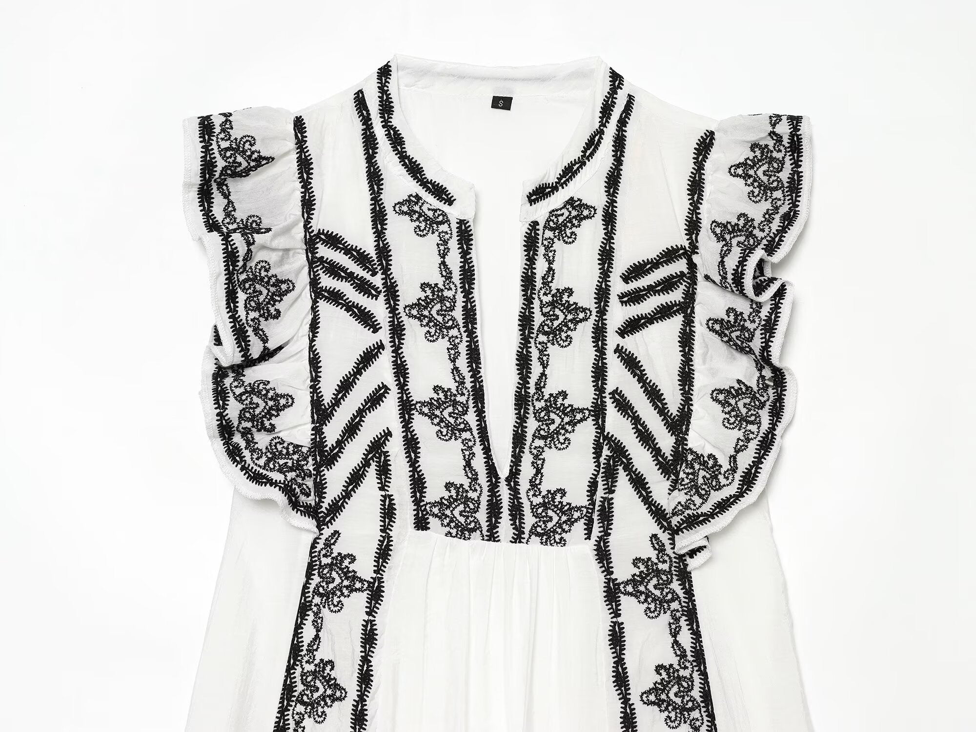 Women's contrasting embroidered mini dress