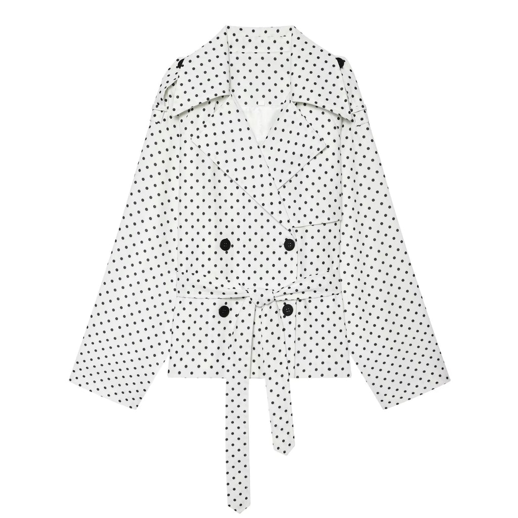Women's with Belt polka dot windbreaker Coat