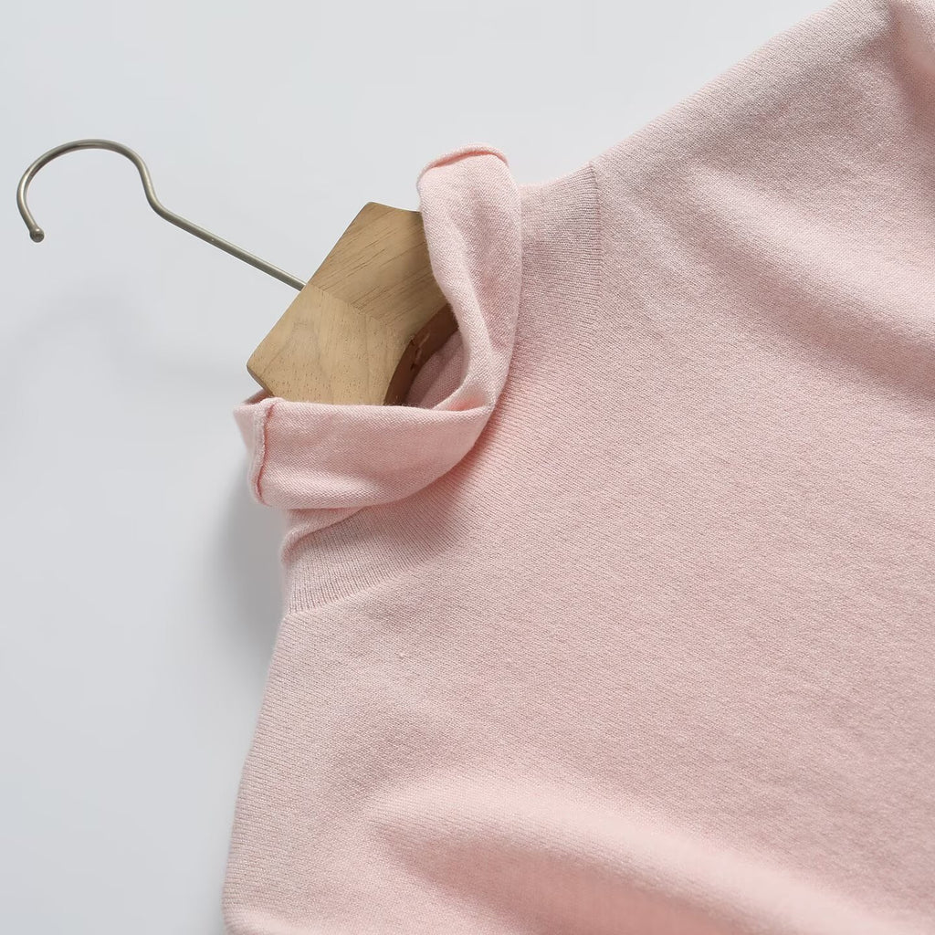 Women's Pile up collar Short Sleeve Knit Sweater