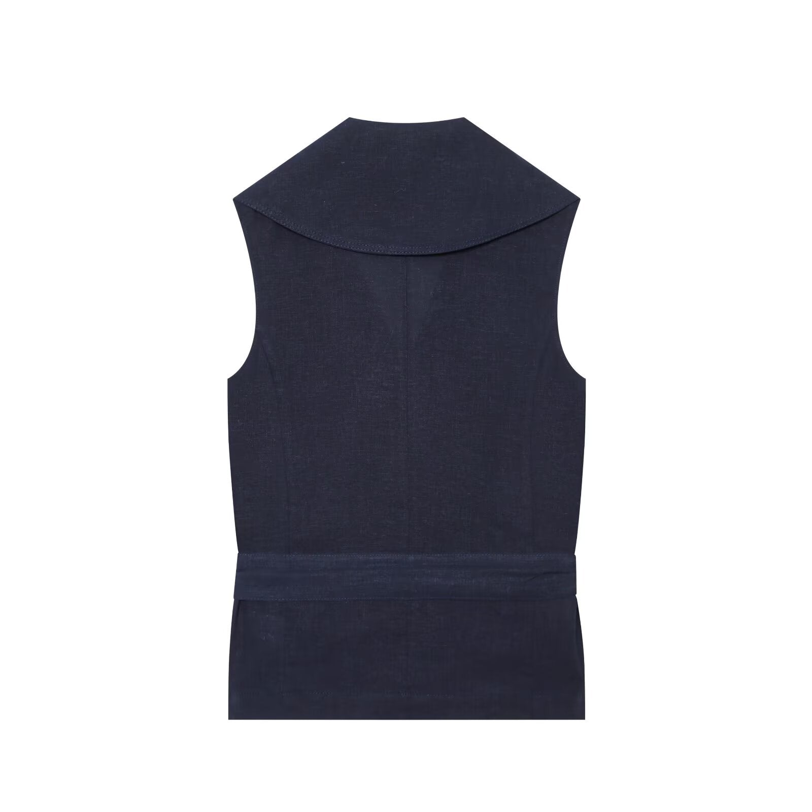 suit Women's 2 pieces with Belt linen blend vest+Long style casual shorts