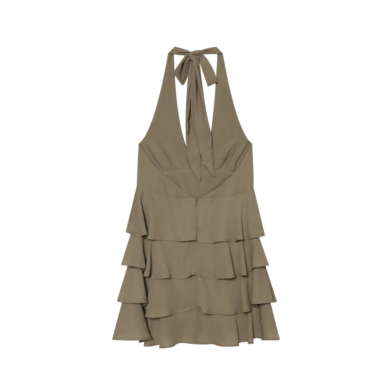 Women's layered decorative hanging neck mini dress