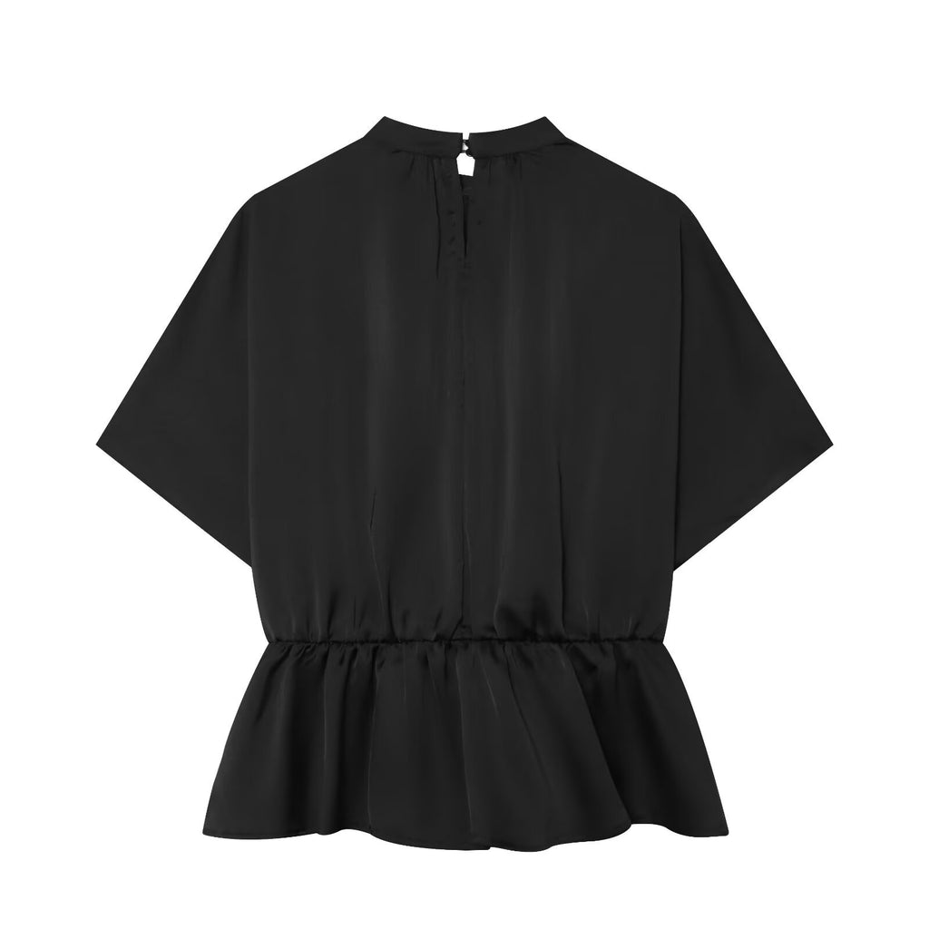 Women's pleated satin textured shirt